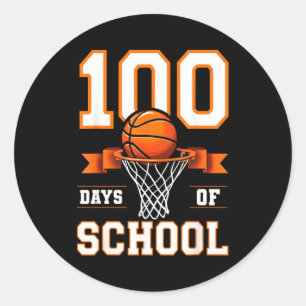 100th Day Of School Basketball Kids 100 Days Of Sc Classic Round Sticker