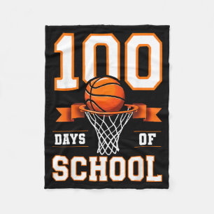 100th Day Of School Basketball Kids 100 Days Of Sc Fleece Blanket