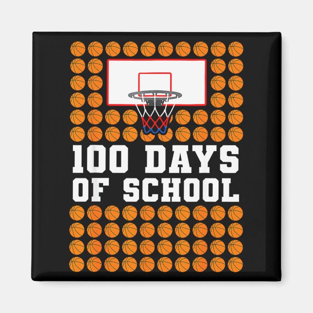100th Day Of School Basketball Kids 100 Days Of Sc Magnet (Front)
