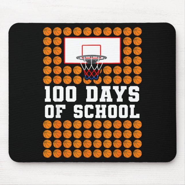 100th Day Of School Basketball Kids 100 Days Of Sc Mouse Pad (Front)