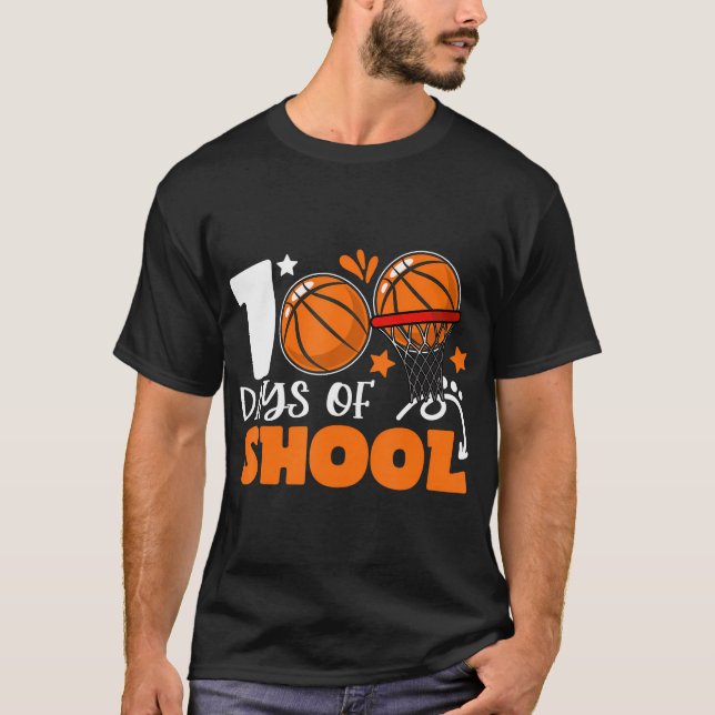 100Th Day Of School Basketball Kids 100 Days Of Sc T-Shirt (Front)