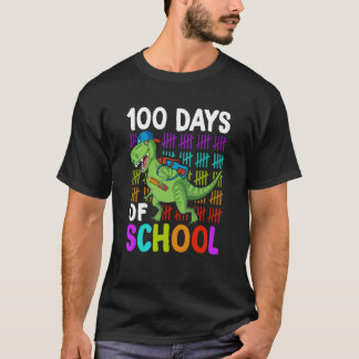 100th Day of School Boys Kids Dino 100 Days Dinosa T-Shirt
