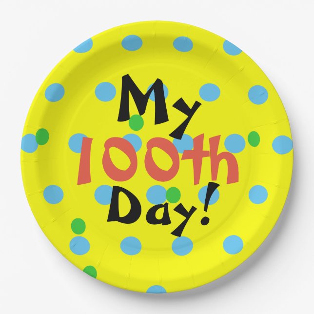 100th Day of School Celebration Paper Plates (Front)