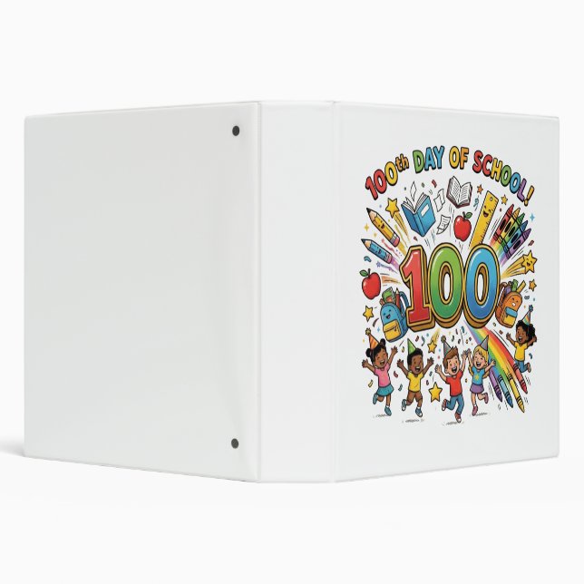 100th Day of School Colorful Celebration Design –  Binder (Background)