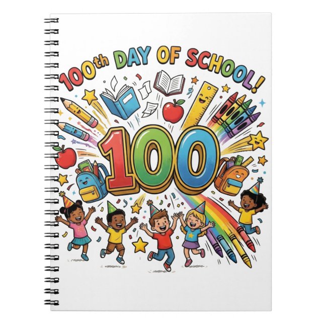 100th Day of School Colorful Celebration Design –  Notebook (Front)