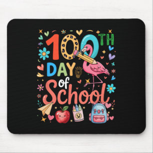 100th Day Of School Colorful Cute Flamingo Teacher Mouse Pad