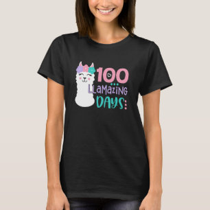 100th Day Of School Colourful Llama Happy 100 Llam T-Shirt