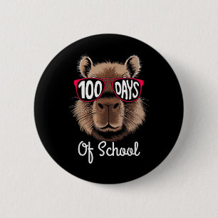 100th Day Of School Cool Capybara 100 Days Smarter 2 Inch Round Button