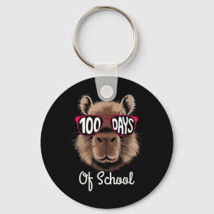 100th Day Of School Cool Capybara 100 Days Smarter Keychain