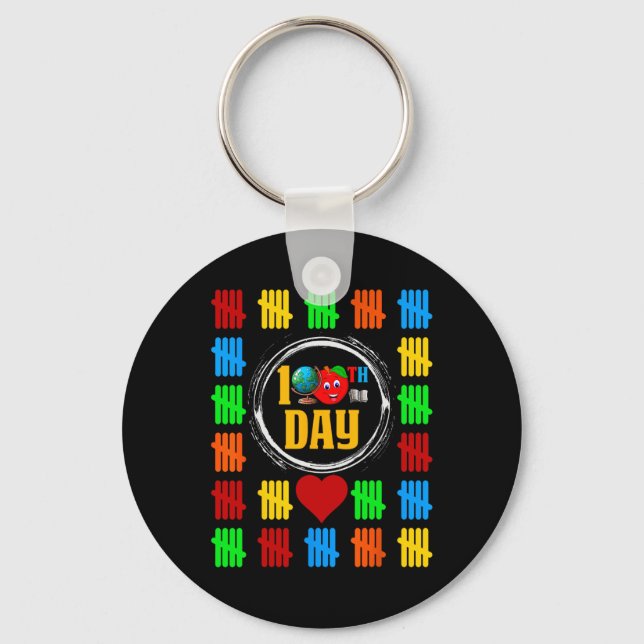 100th Day Of School Counting Tally Marks 100 Days  Keychain (Front)