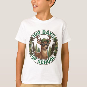 100th Day of School Cute Buck Deer Camo  T-Shirt