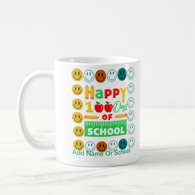 100th Day of School Cute Smile Face  Coffee Mug (Left)