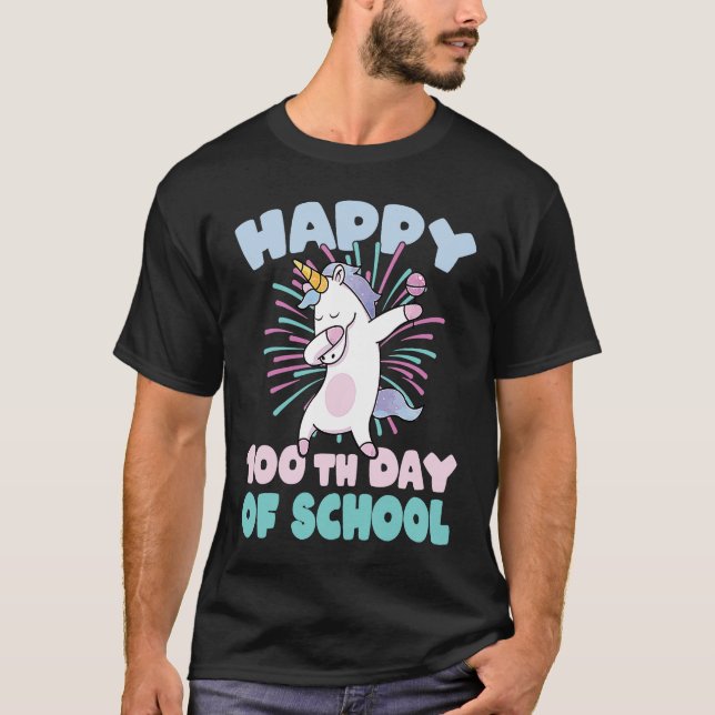 100th Day of School dabbing Unicorn T-Shirt (Front)
