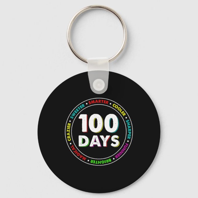 100th Day Of School Design Gift For Smarter Studen Keychain (Front)
