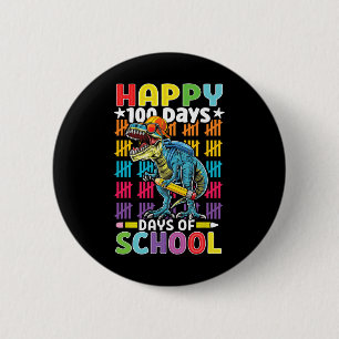 100th Day Of School Dino Kids Happy 100 Days Dinos 2 Inch Round Button