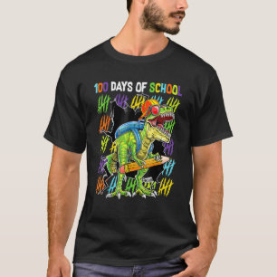 100th Day Of School Dinosaur Rex Dino   Boys Kids T-Shirt