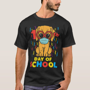 100th Day Of School Dog In Mask 100 Days Quarantin T-Shirt