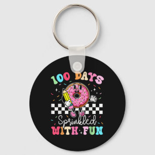 100th Day Of School Doughnut 100 Days Sprinkled Wi Keychain