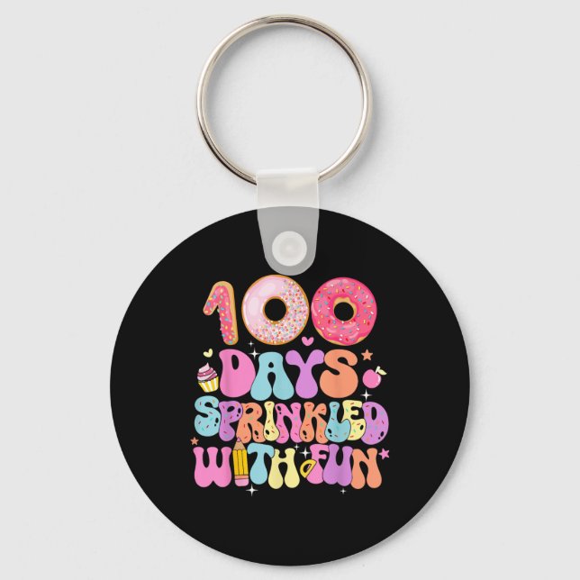 100th Day Of School Doughnut 100 Days Sprinkled Wi Keychain (Front)