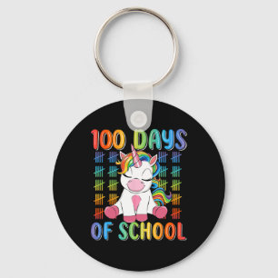 100th Day Of School For Girls Kids Cute Unicorn Keychain