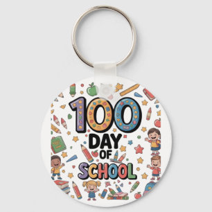 100th Day of School Fun T-Shirt Colorful Kids & Keychain