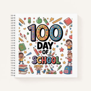 100th Day of School Fun T-Shirt Colorful Kids & Notebook
