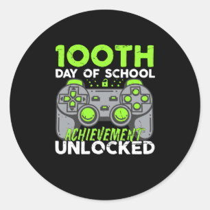 100th Day Of School Gaming 100 Days Smarter Gamer Classic Round Sticker