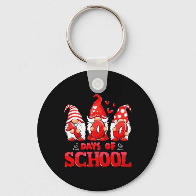 100th Day Of School Gnome Teachers Students 100 Da Keychain (Front)
