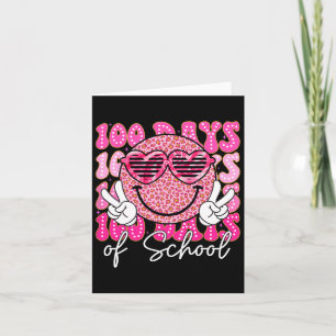 100th Day Of School Groovy Smile Face 100 Days Tea Card
