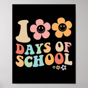 100th day of school groovy vintage design for stud poster