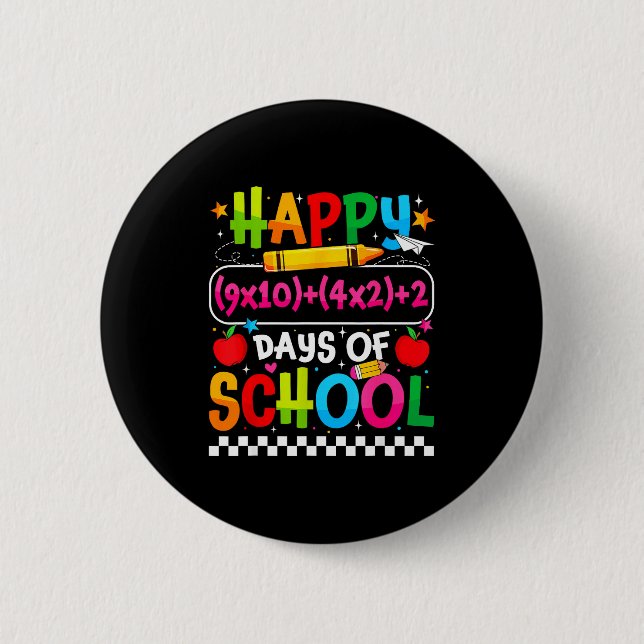 100th Day Of School Happy 100 Days Math Equation T 2 Inch Round Button (Front)