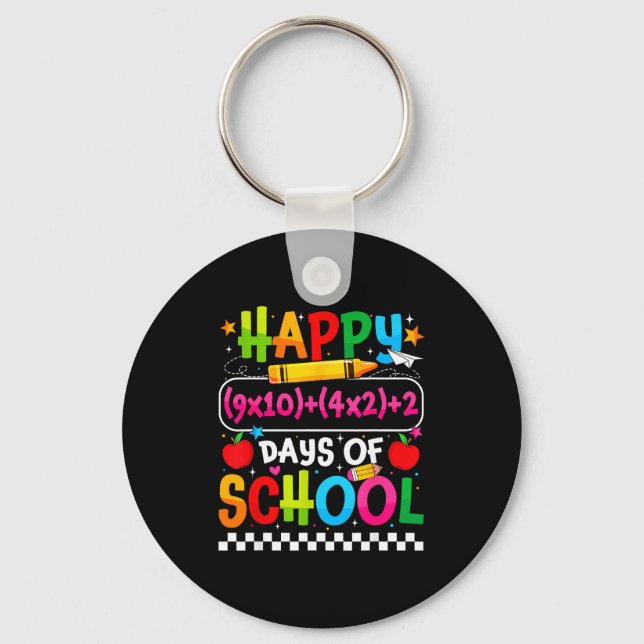 100th Day Of School Happy 100 Days Math Equation T Keychain (Front)