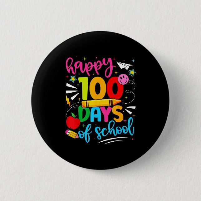100th Day Of School Happy 100 Days Teachers Boy Gi 2 Inch Round Button (Front)