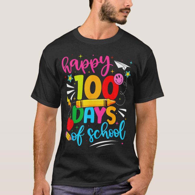100th Day Of School Happy 100 Days Teachers Boy Gi T-Shirt (Front)