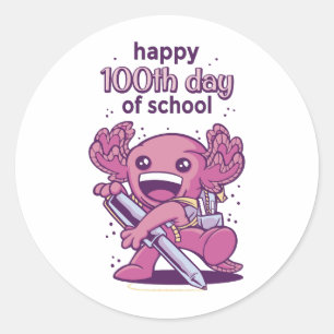 100th day of school invitation classic round sticker