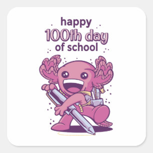 100th day of school invitation square sticker