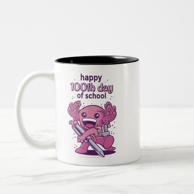 100th day of school invitation Two-Tone coffee mug (Left)