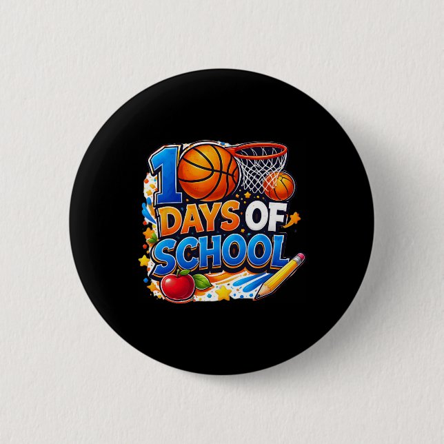 100th Day Of School Kid Bysketbyll 100th Days Of S 2 Inch Round Button (Front)