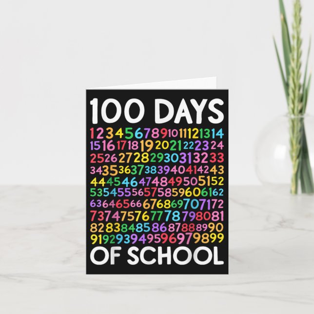 100th Day Of School Kids 100 Days Learning Math Nu Card (Front)