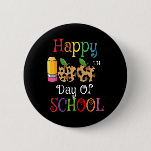100th Day Of School Leopard Print Teacher Student 2 Inch Round Button