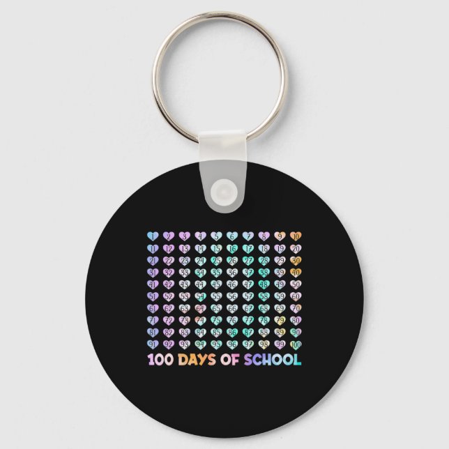 100th Day Of School Leopard Rainbow 100 Days Smart Keychain (Front)