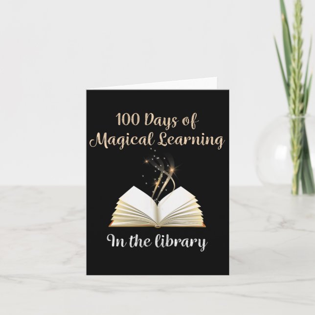 100th Day Of School Magical Library Learning Adven Card (Front)