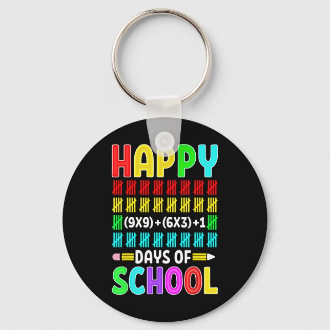100th Day Of School Math Formula 100 Days Teacher  Keychain (Front)