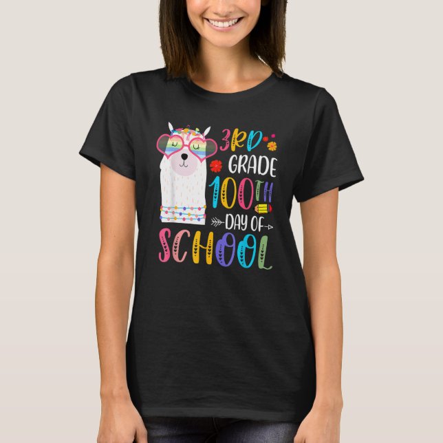 100th Day Of School No Prob Llama 100 Days Of 3rd  T-Shirt (Front)