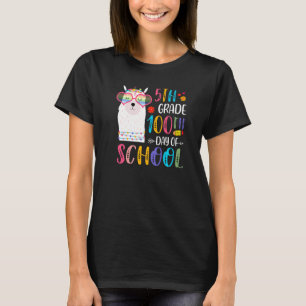 100th day of School No Prob Llama 100 Days Of 5th T-Shirt