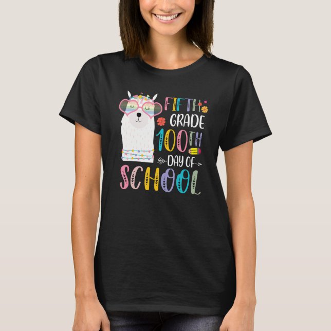 100th day of School No Prob Llama 100 Days Of Fift T-Shirt (Front)