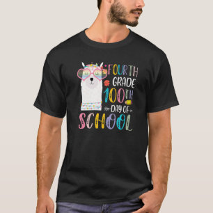 100th day of School No Prob Llama 100 Days Of Four T-Shirt