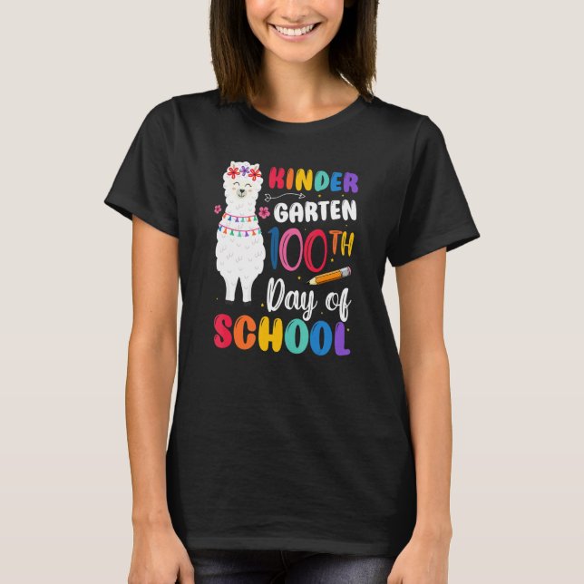 100th Day Of School No Prob Llama 100th Day Kinder T-Shirt (Front)