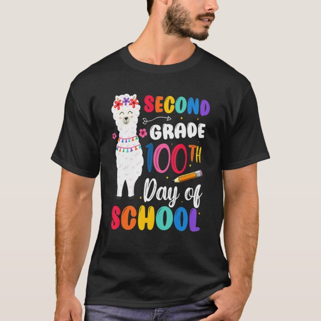 100th Day Of School No Prob Llama 100th Day Second T-Shirt (Front)