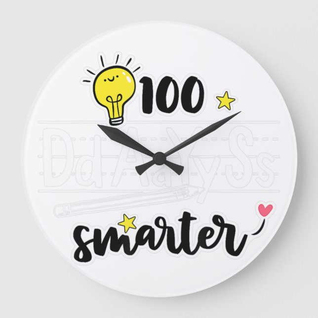 100th Day of School Outfit English Teacher 100 Day Large Clock (Front)